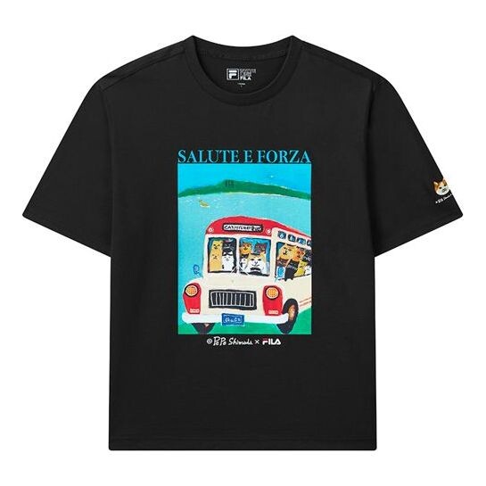 

Футболка x pepe shimada crossover cat illustration round neck short sleeve black Fila, черный