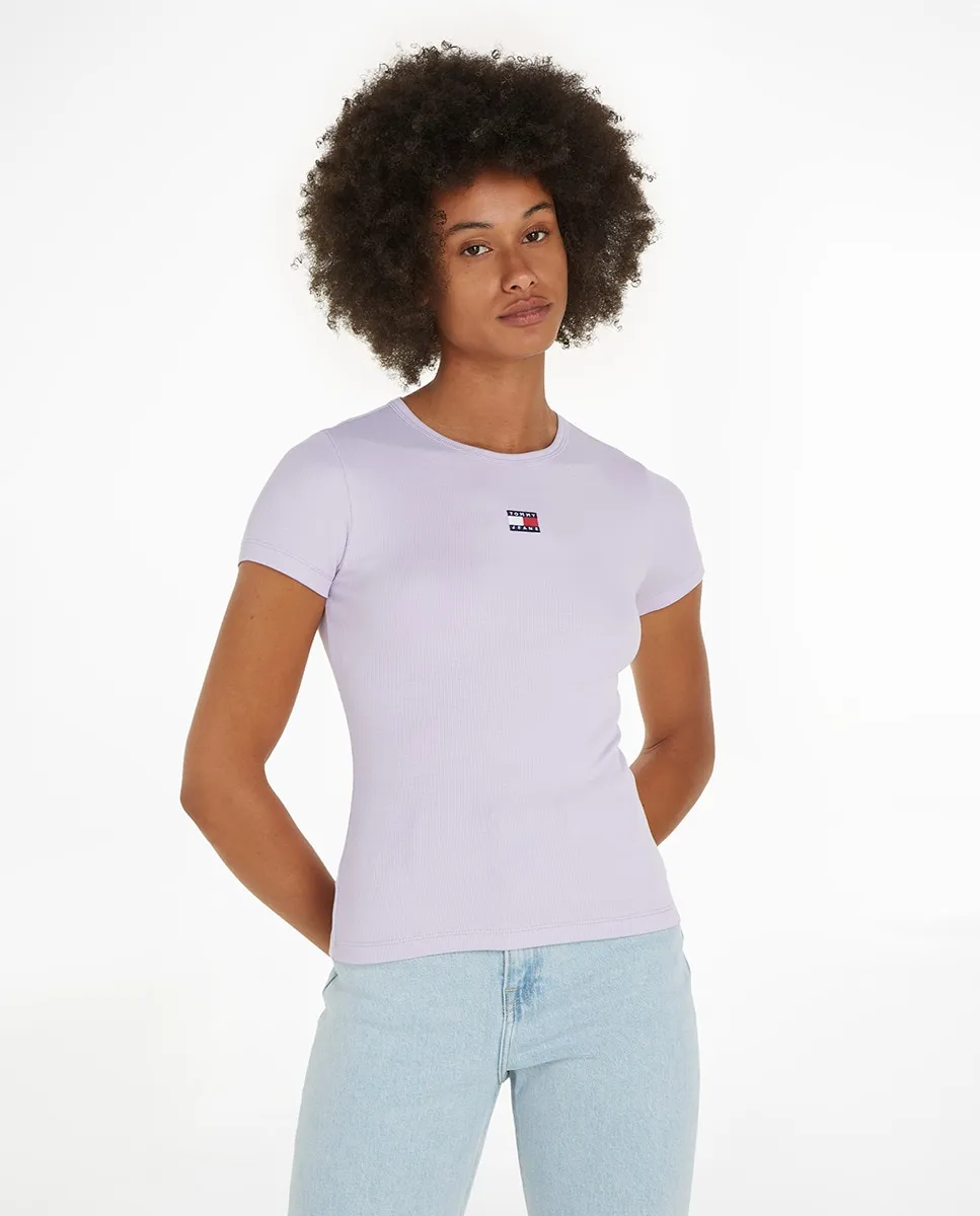 

Женская облегающая футболка с короткими рукавами Tommy Jeans, сиреневый