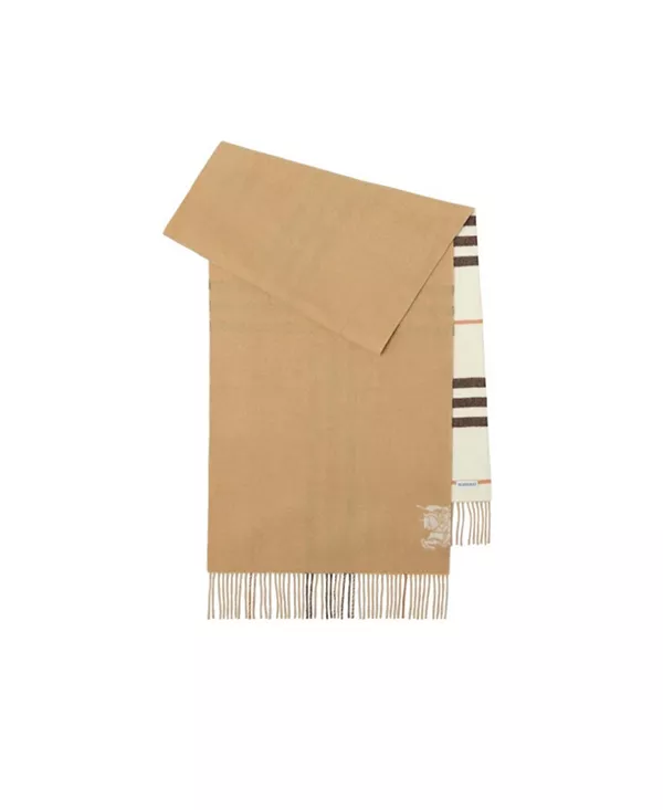 

Широкий двусторонний клетчатый кашемировый шарф Burberry, бежевый