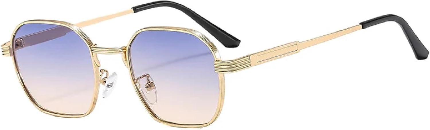 

Ретро-солнцезащитные очки для женщин, модные, черные с градиентом, металлическая оправа, разноцветные, в стиле панк, защита от УФ-излучения UV400 VVTWSSW, Gold-blueyellow