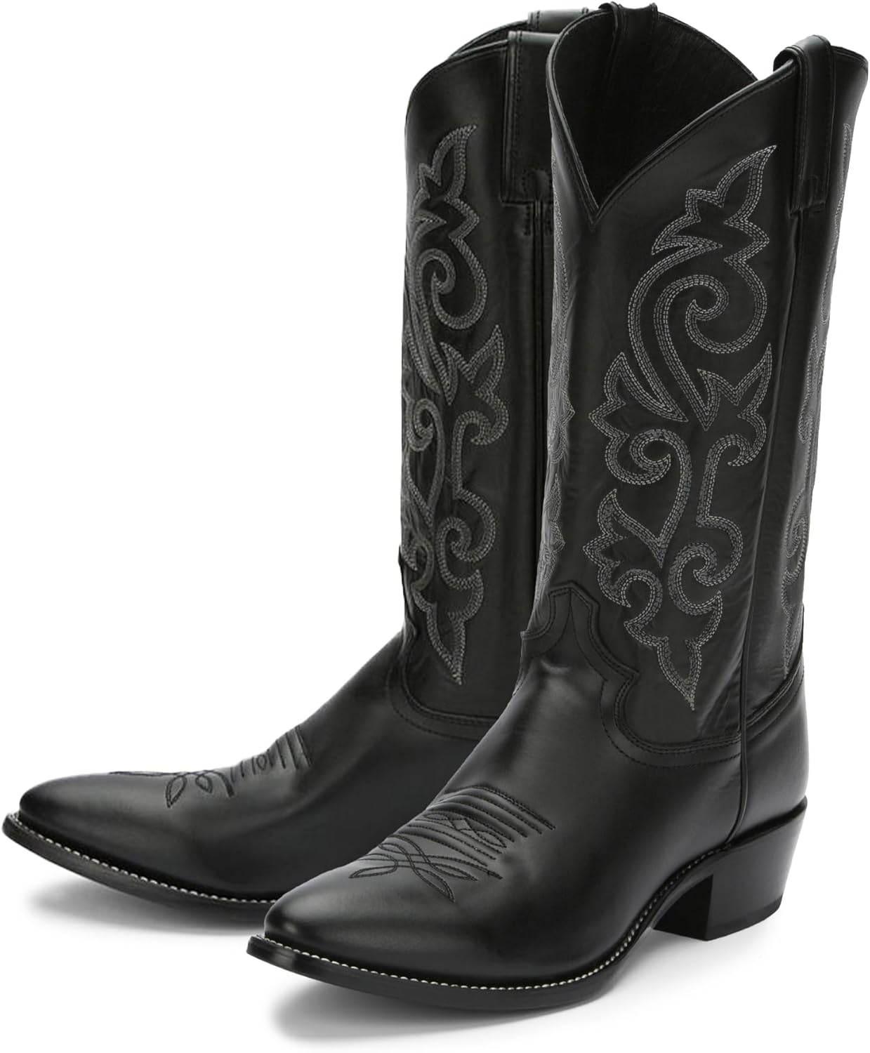 

Ковбойские ботинки Justin Buck 13 для мужчин - прочная премиальная кожа полного зерна, носок округлой формы, западный стиль, с амортизирующей стелькой и полной конструкцией welt, черный