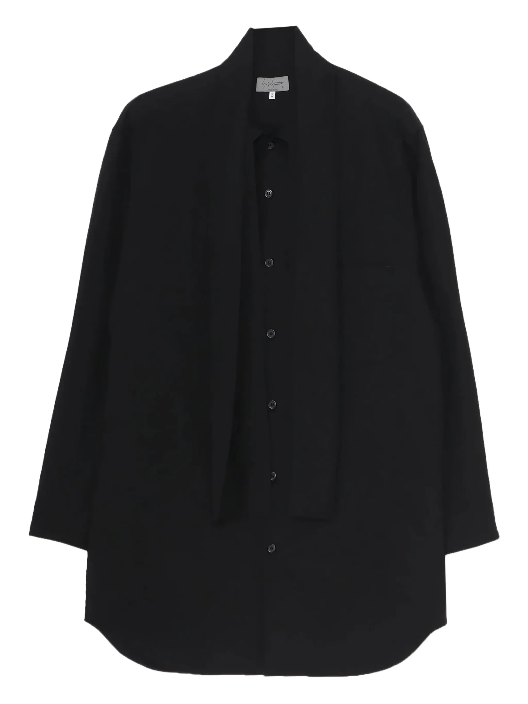 

Рубашка с воротником-шарфом Yohji Yamamoto, черный