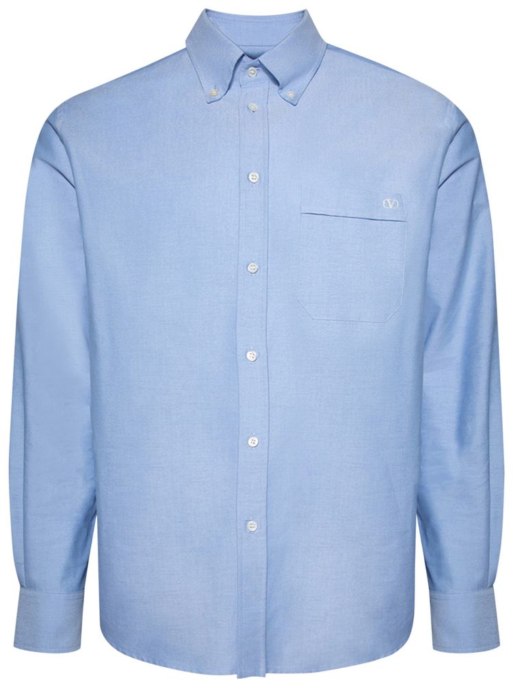 

Рубашка Valentino Logo Embroidered Long-Sleeve Shirt 'Celeste', синий