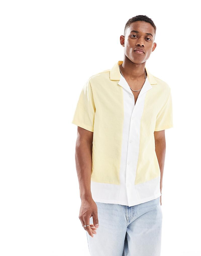

ASOS DESIGN – бледно-желтая рубашка оверсайз с кубинским воротником