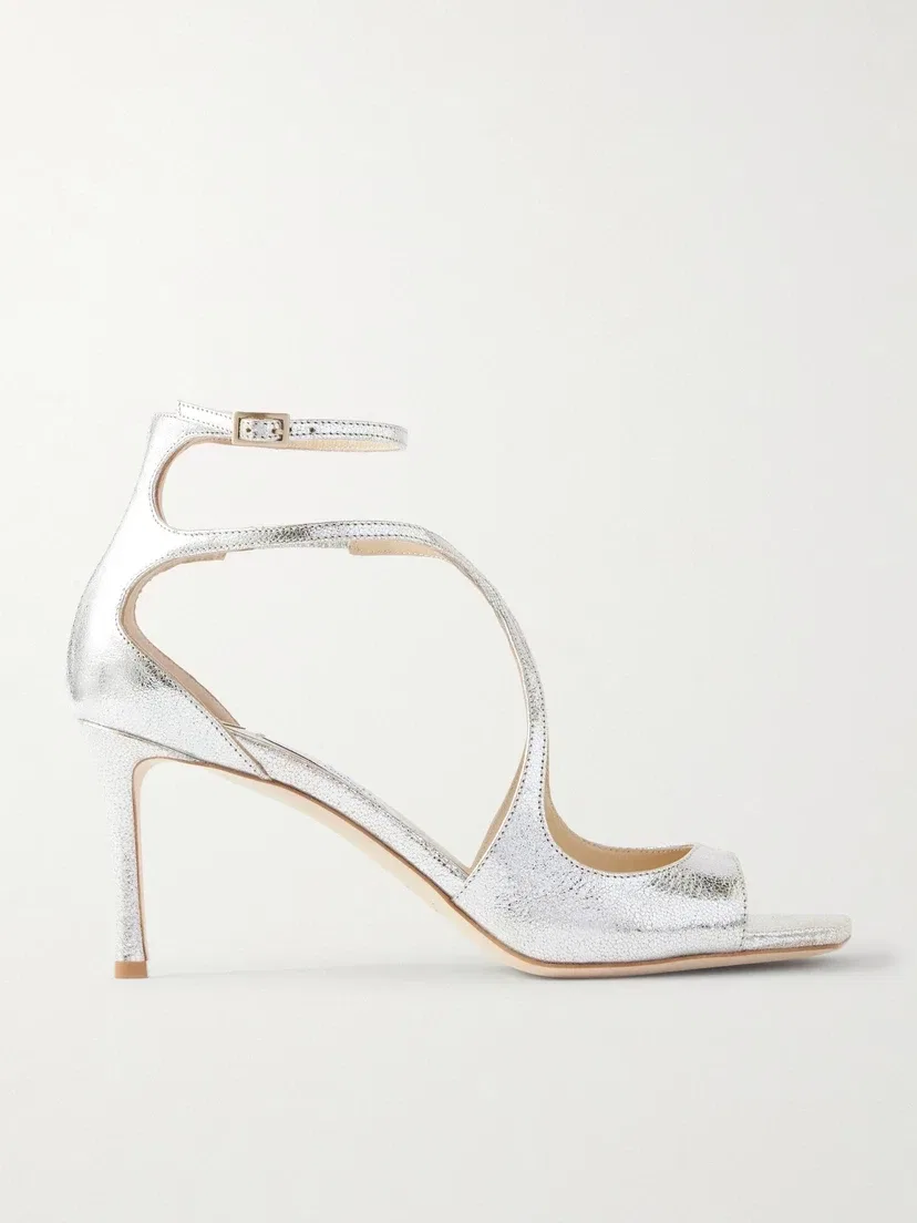 Босоножки Azia 95 из текстурированной кожи с эффектом металлик JIMMY CHOO, золотой