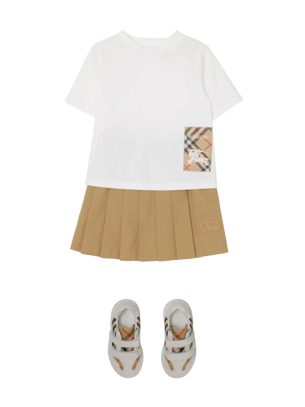 Плиссированная юбка с вышивкой BURBERRY KIDS, нейтральный — фото 4