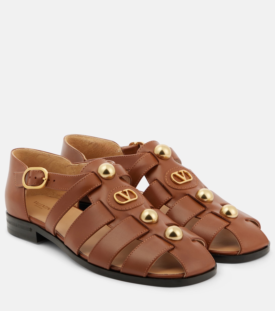 Сандалии рыбацкие кожаные VLogo Signature Valentino Garavani, Tobacco