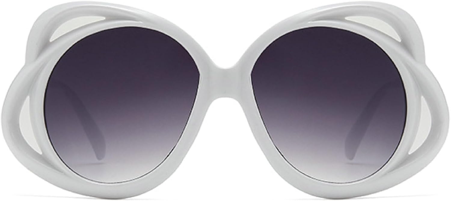 

Модные овальные солнцезащитные очки с цветочным рисунком для женщин, винтажные, большие, с градиентным, ажурным дизайном, в стиле панк, для вечеринок, с защитой от УФ-излучения UV400 mincl, White