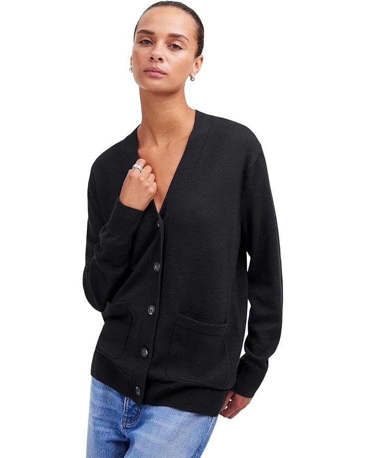 

Свитер Madewell Frankie Merino Wool Boyfriend Cardigan, черный