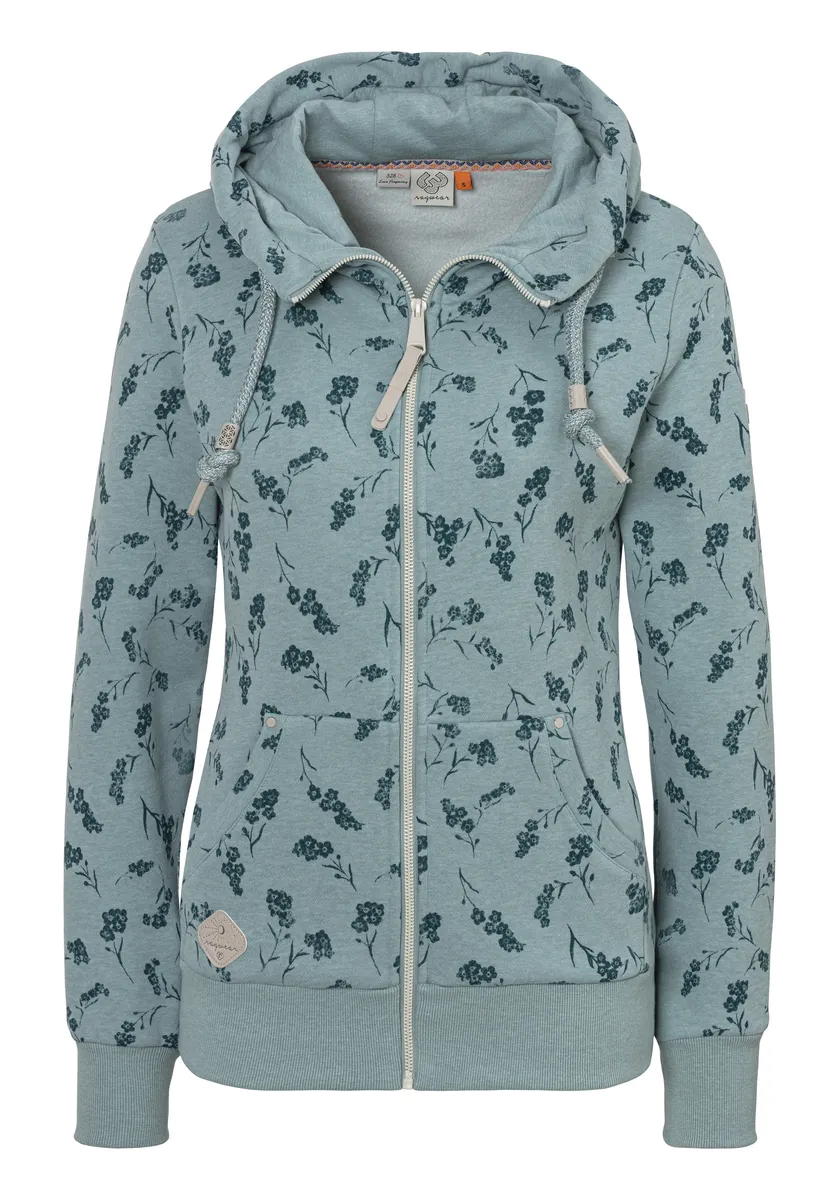 

Толстовка в стиле рэгвир "NESKA FLOWER ZIP COMFY" с принтом по всей поверхности и уютным капюшоном на шнурке Ragwear, зеленый