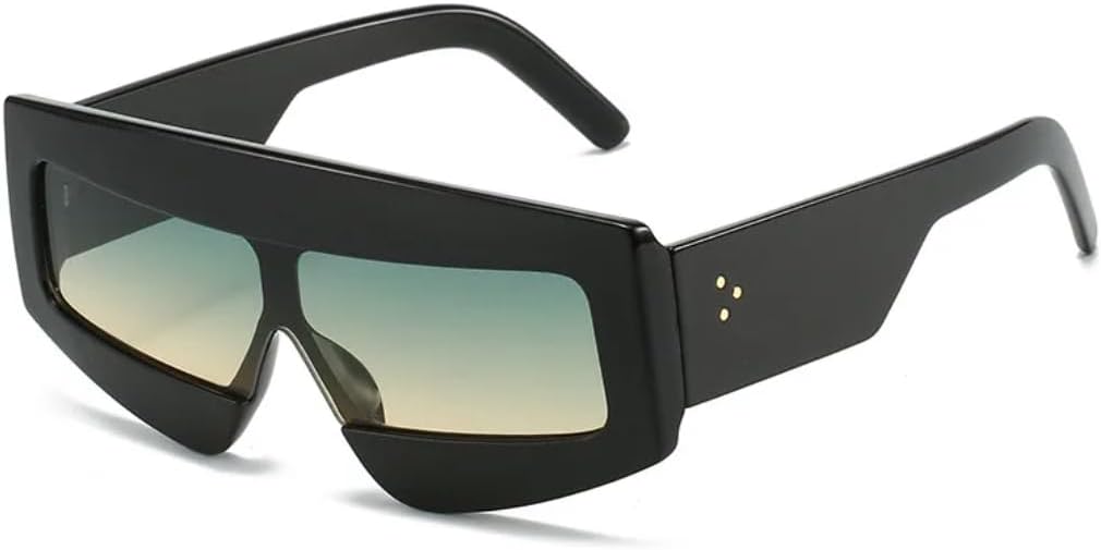 

Солнцезащитные очки для мужчин и женщин - защита UV400 - цельные линзы с заклепками, цветные линзы, для занятий спортом на открытом воздухе и вождения DSVIGF, Black Green