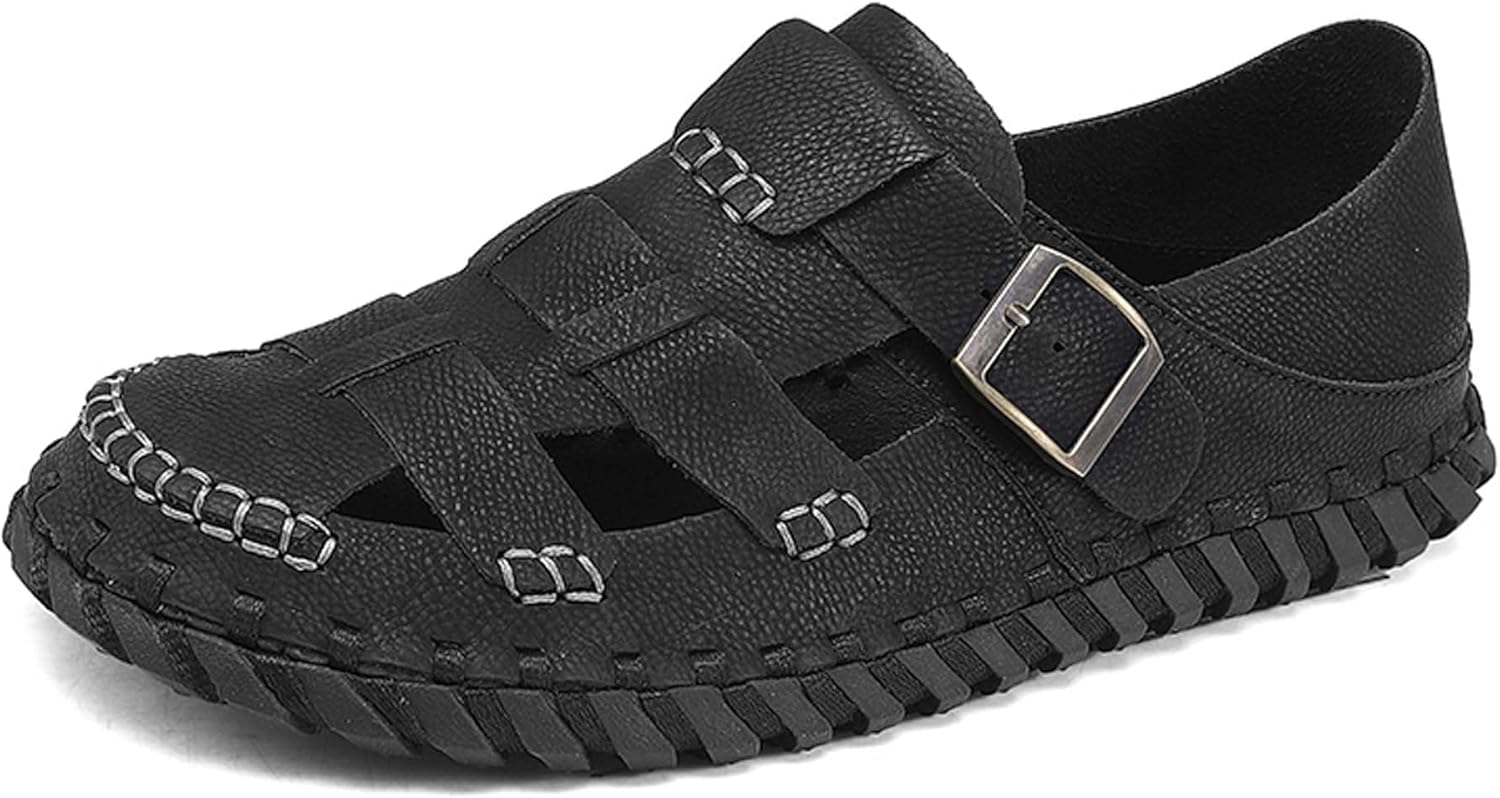 

Мужские спортивные сандалии с закрытым носком, дышащие, с отверстиями, пляжные, для рыбалки, удобные, для прогулок на улице и работы Generic, черный