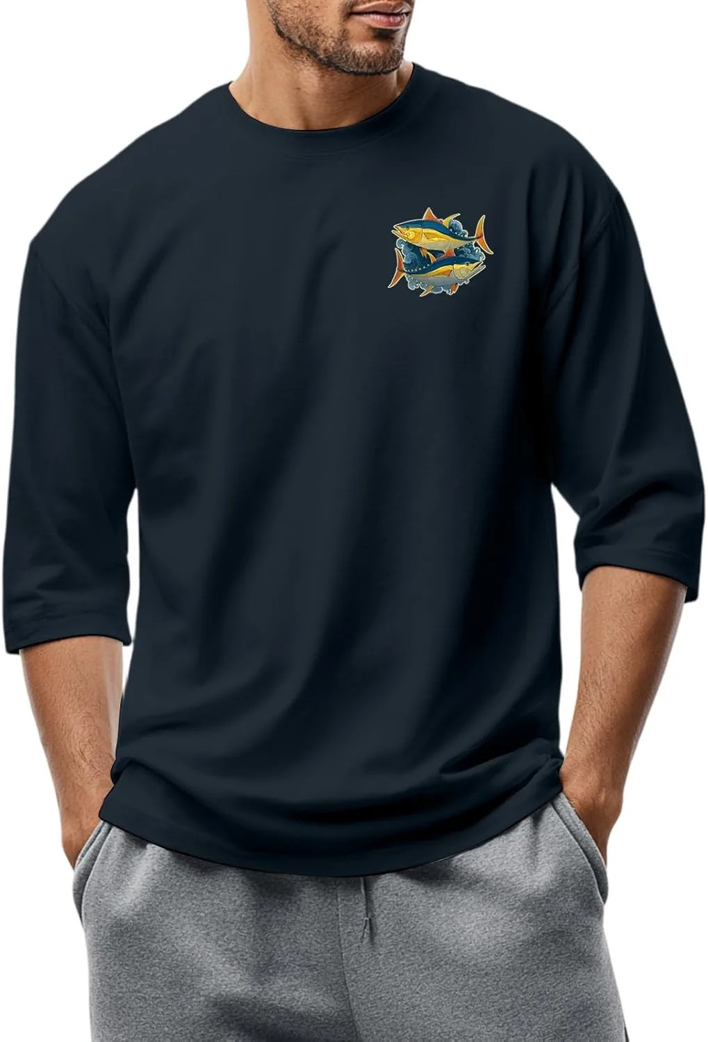 

Футболка для мужчин Classic Print с 3/4 рукавом FQZWONG