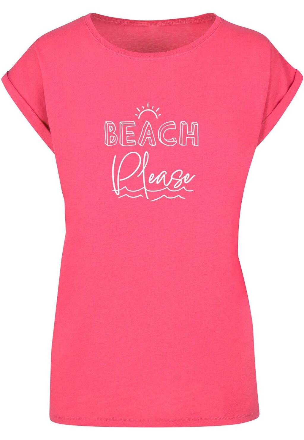 

Футболка с принтом BEACH PLEASE EXTENDED SHOULDER Merchcode, цвет hibiskus pink