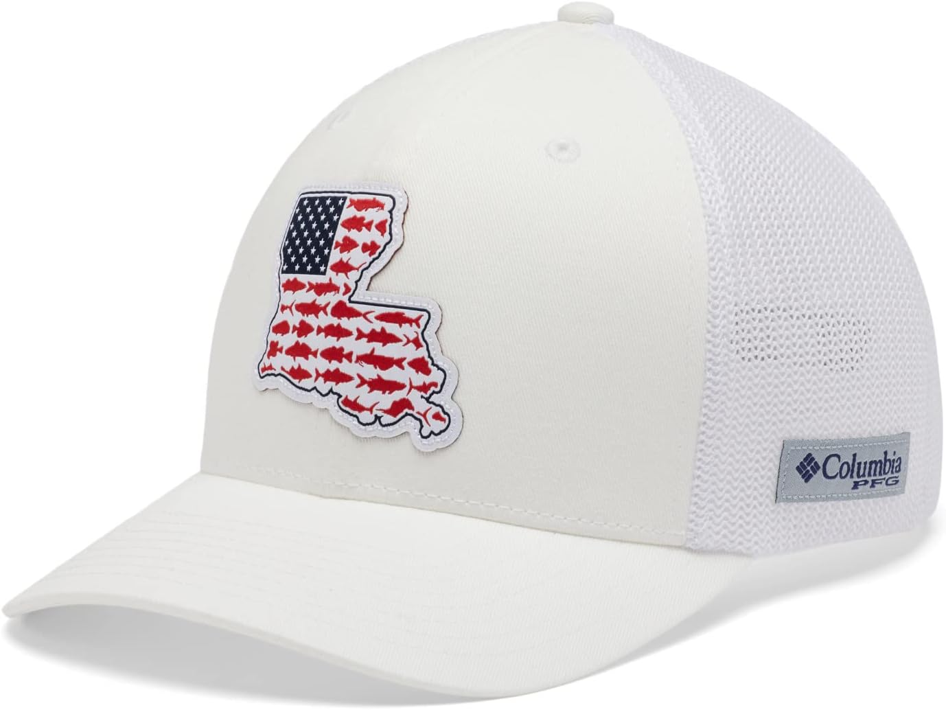 

Женская бейсболка Columbia PFG Stateside Mesh с высокой тульей, White/Louisiana Patch