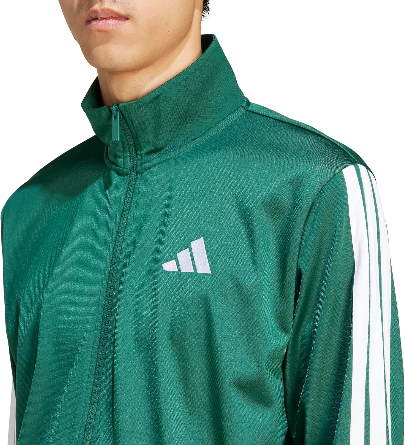 Толстовка Adidas Essentials Warm-up 3-stripes мужская, зеленый — фото 3