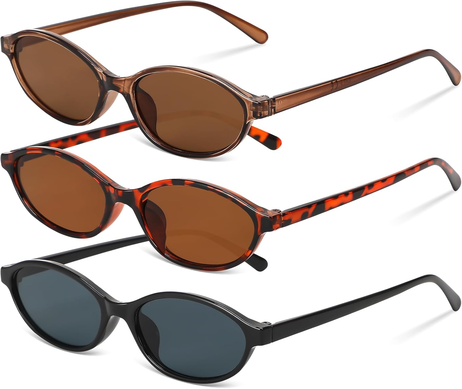 

Ретро-солнцезащитные очки овальной формы для женщин, маленькие очки «кошачий глаз», модные узкие очки в стиле Y2k с защитой от УФ-излучения Hoemwarm, Black, Brown, Leopard Print