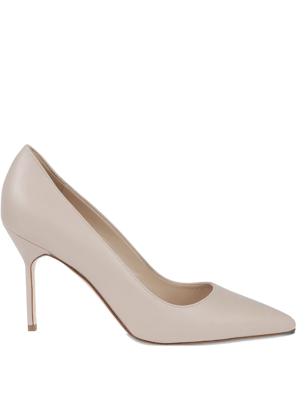 Кожаные туфли-лодочки с заостренным носком на каблуке 90 мм Manolo Blahnik, нейтральный