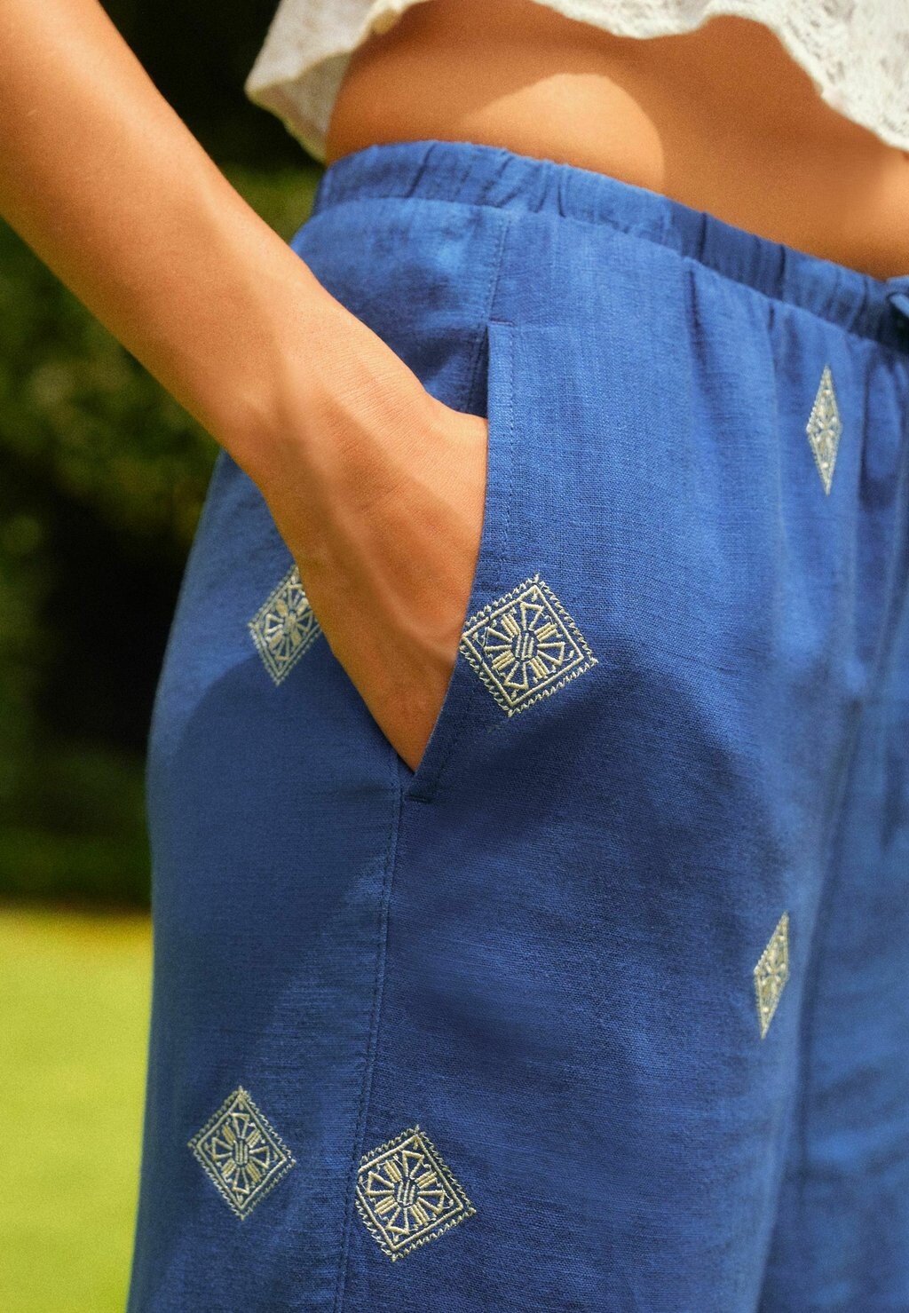 

Брюки Embroidered Wide Leg Next, синие