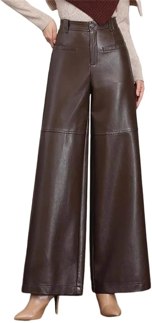 

Женские брюки Pu Leather Wide Leg Long Pants