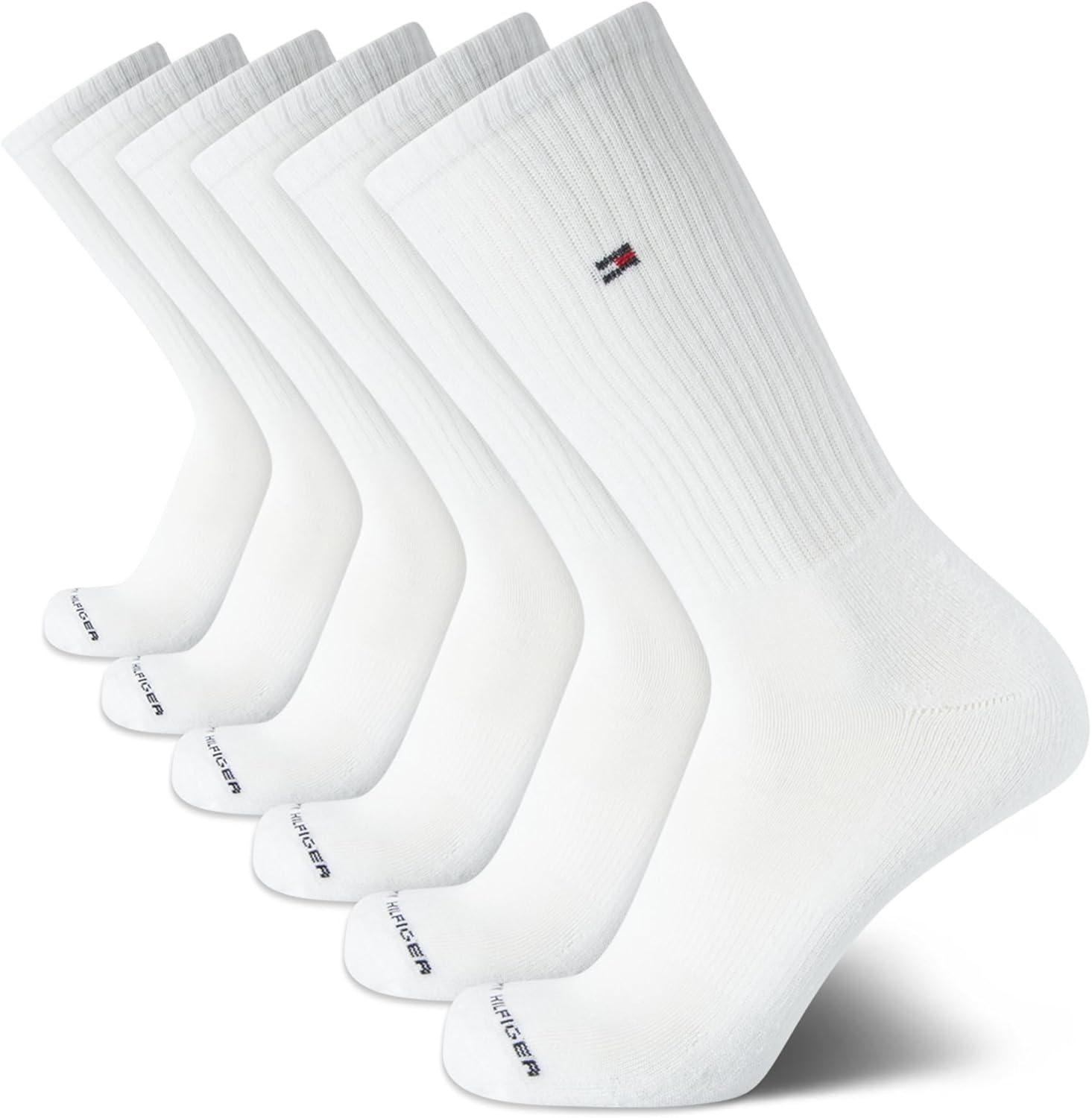 

Мужские носки Tommy Hilfiger Crew Socks - 6 пар носков Performance Cushion Comfort Crew Socks - дышащие спортивные носки для мужчин (7-12), White
