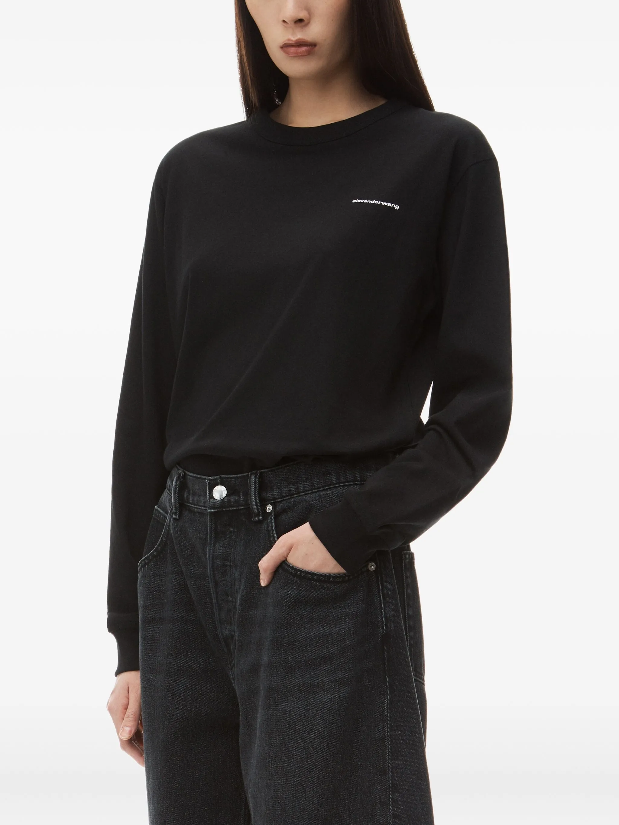 Футболка с вышитым логотипом Alexander Wang, черный — фото 4