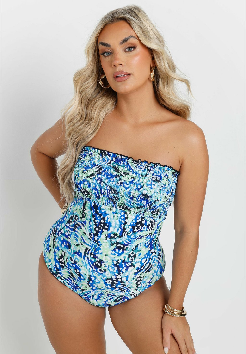 

Купальник ANIMAL PRINT SHIRRED Yours Clothing, бирюзовый