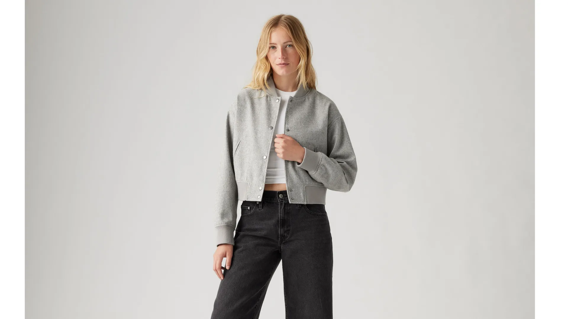 

Укороченный университетский бомбер Levi's, цвет Heather Grey