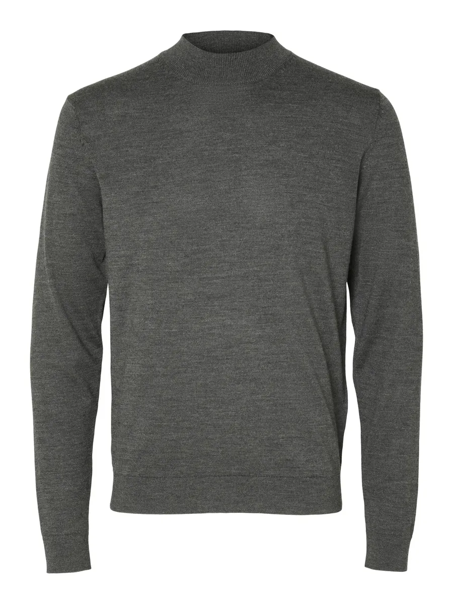 

Вязаный свитер SELECTED HOMME "SLHTOWN MERINO COOLMAX KNIT MOCK B NOOS", серый