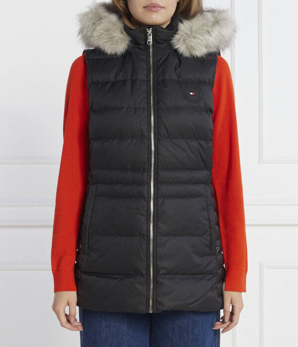 

Жилет Tommy Hilfiger пуховой с мехом, черный