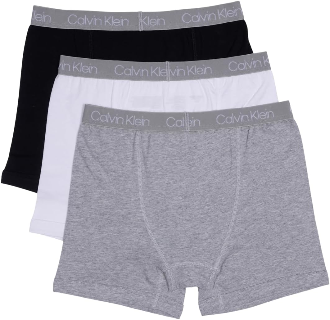 Комплект из 3 трусов-боксеров Calvin Klein для мальчиков. Современные хлопковые трусы-боксеры Calvin Klein для мальчиков., Black/White/Heather Gray — фото 3