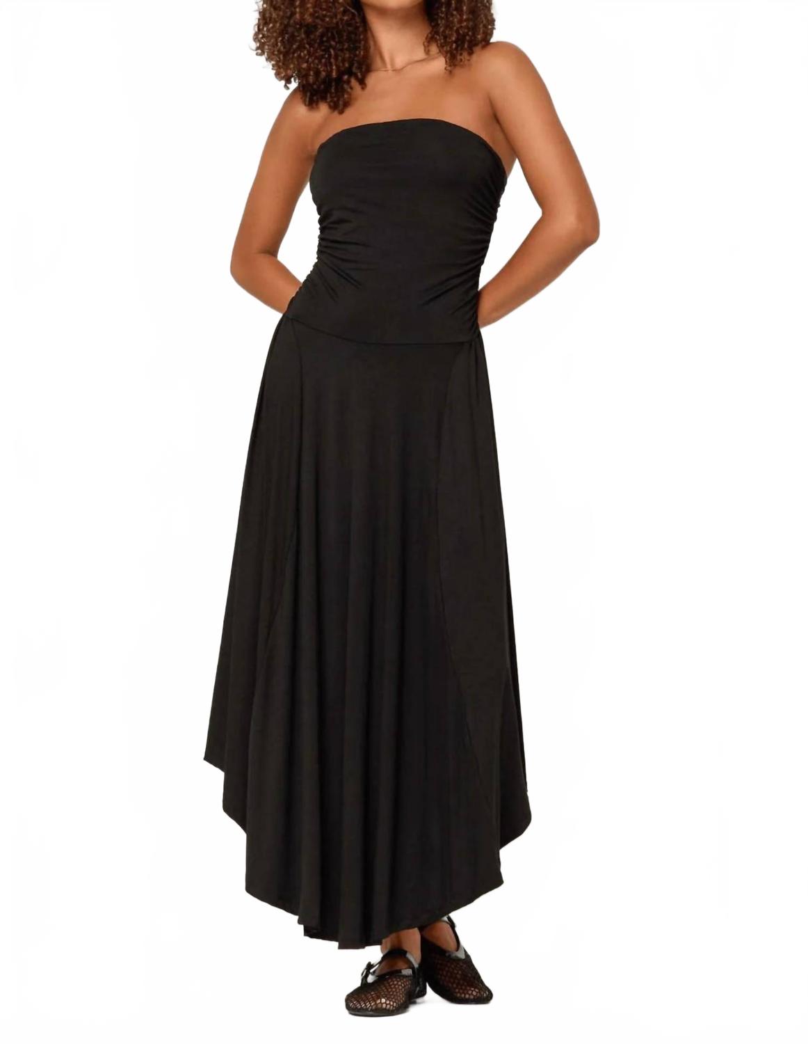 

PROJECT SOCIAL T Длинное платье без бретелей с присборенной юбкой Goddess, черное