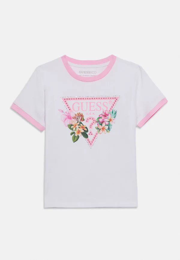 Укороченная футболка с принтом для подростков Guess, Pure White — фото 3
