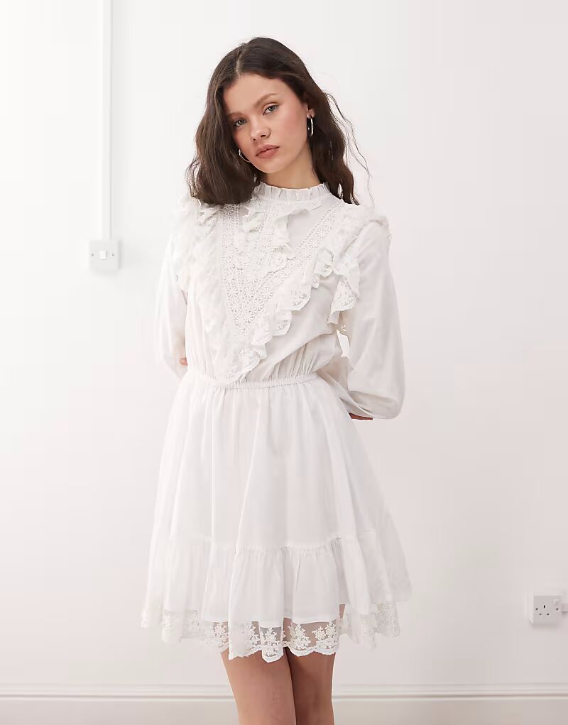 

Мисс Селфридж кружевная отделка мини-платье традиционного плетения белого цвета Miss Selfridge