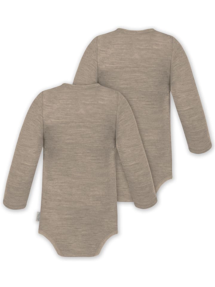 Normani Outdoor Sports Комплект из 2 детских боди из мериносовой шерсти с длинными рукавами, цвет Окленд, бежевый — фото 2