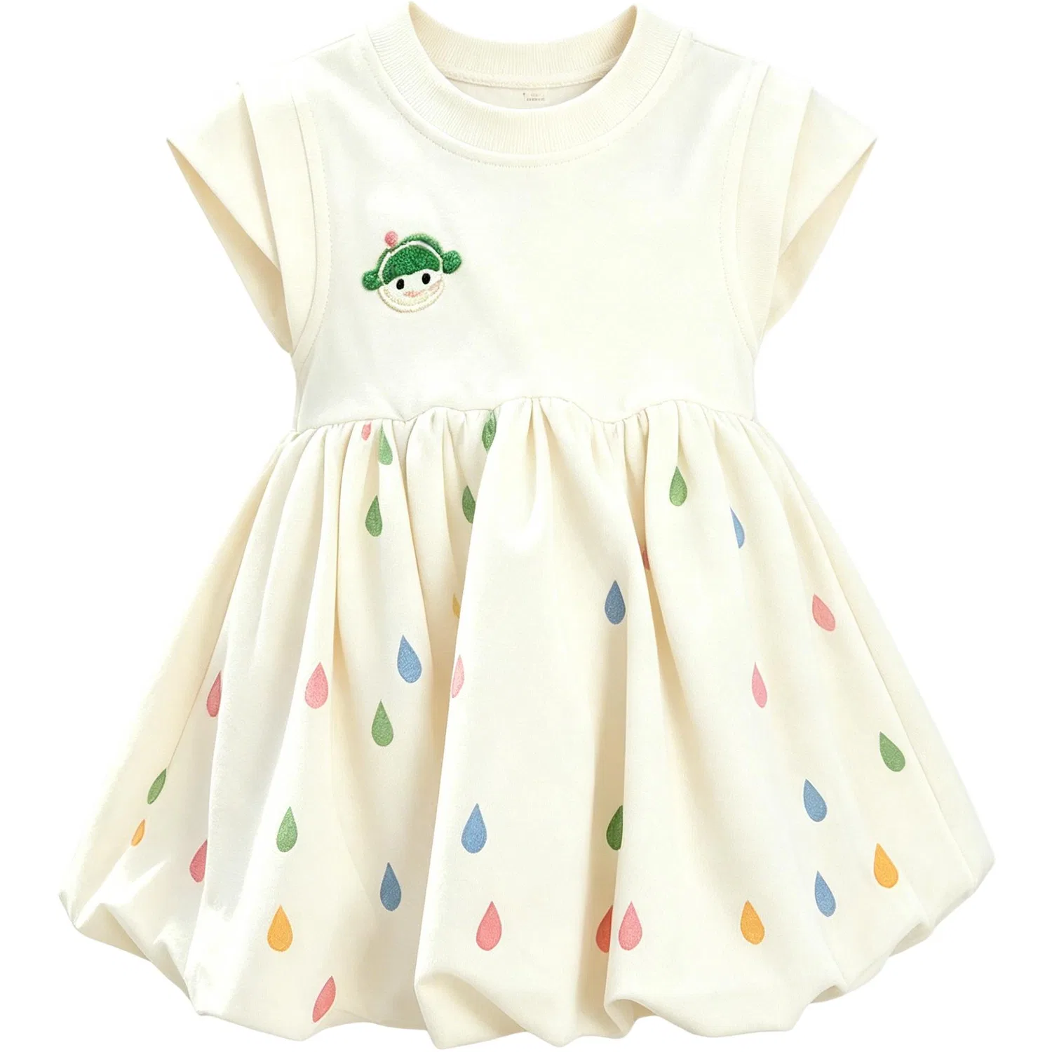 Платье детское с принтом радуги, модель Crew Neck Short Skirt, Disney, абрикосовый