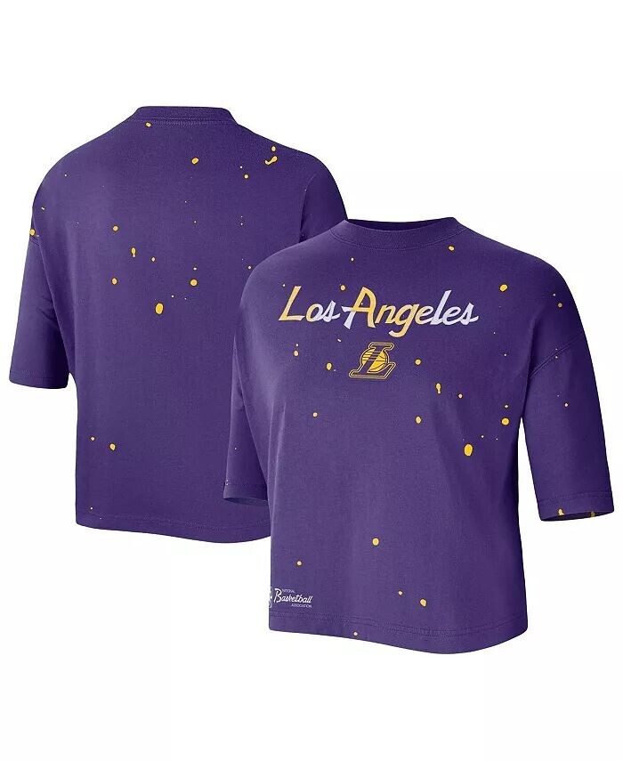 

Женская фиолетовая укороченная футболка Los Angeles Lakers Courtside Splatter Nike
