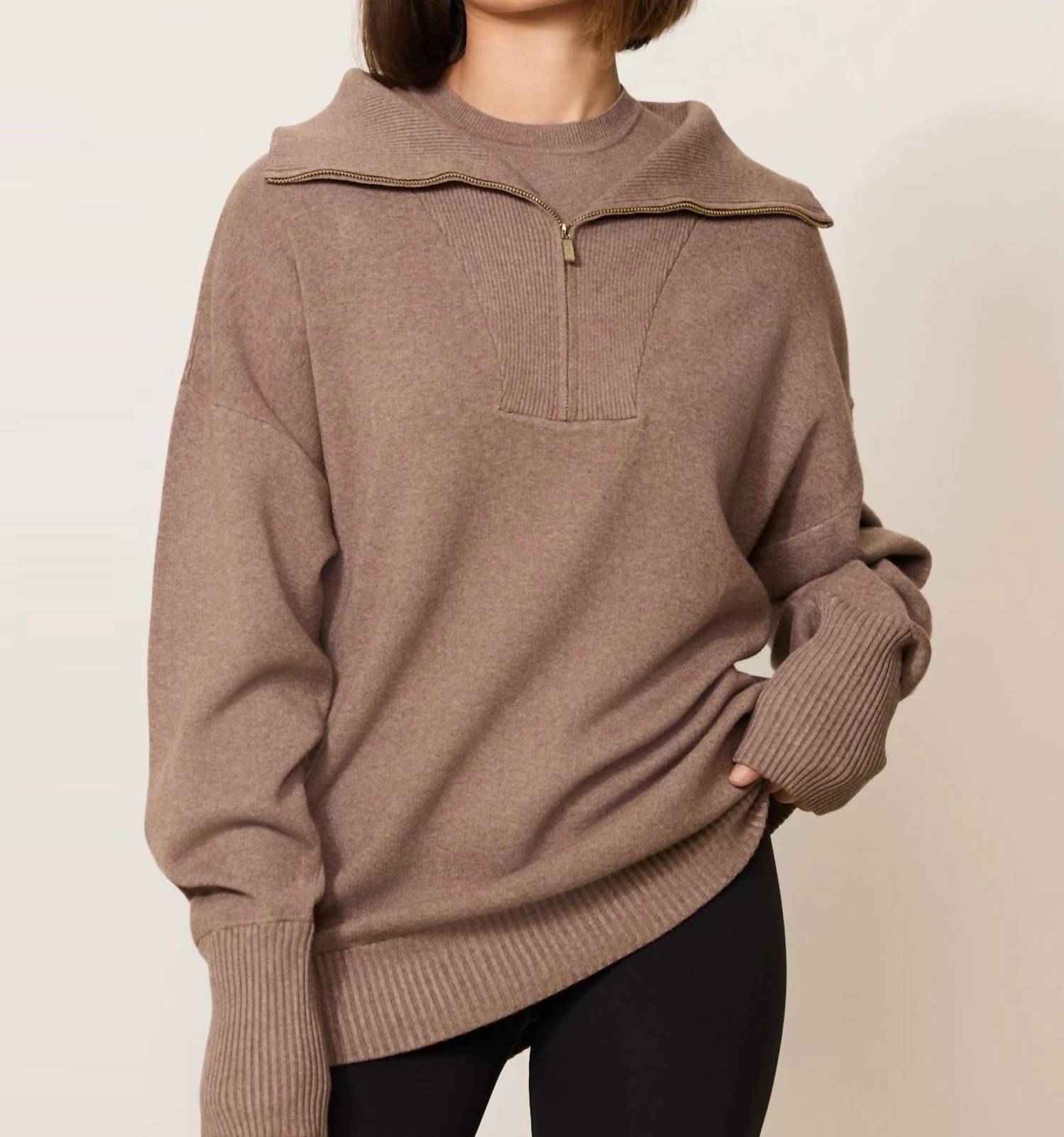 

Свободный свитер Olly Half Zip цвета Fossil Lune Active