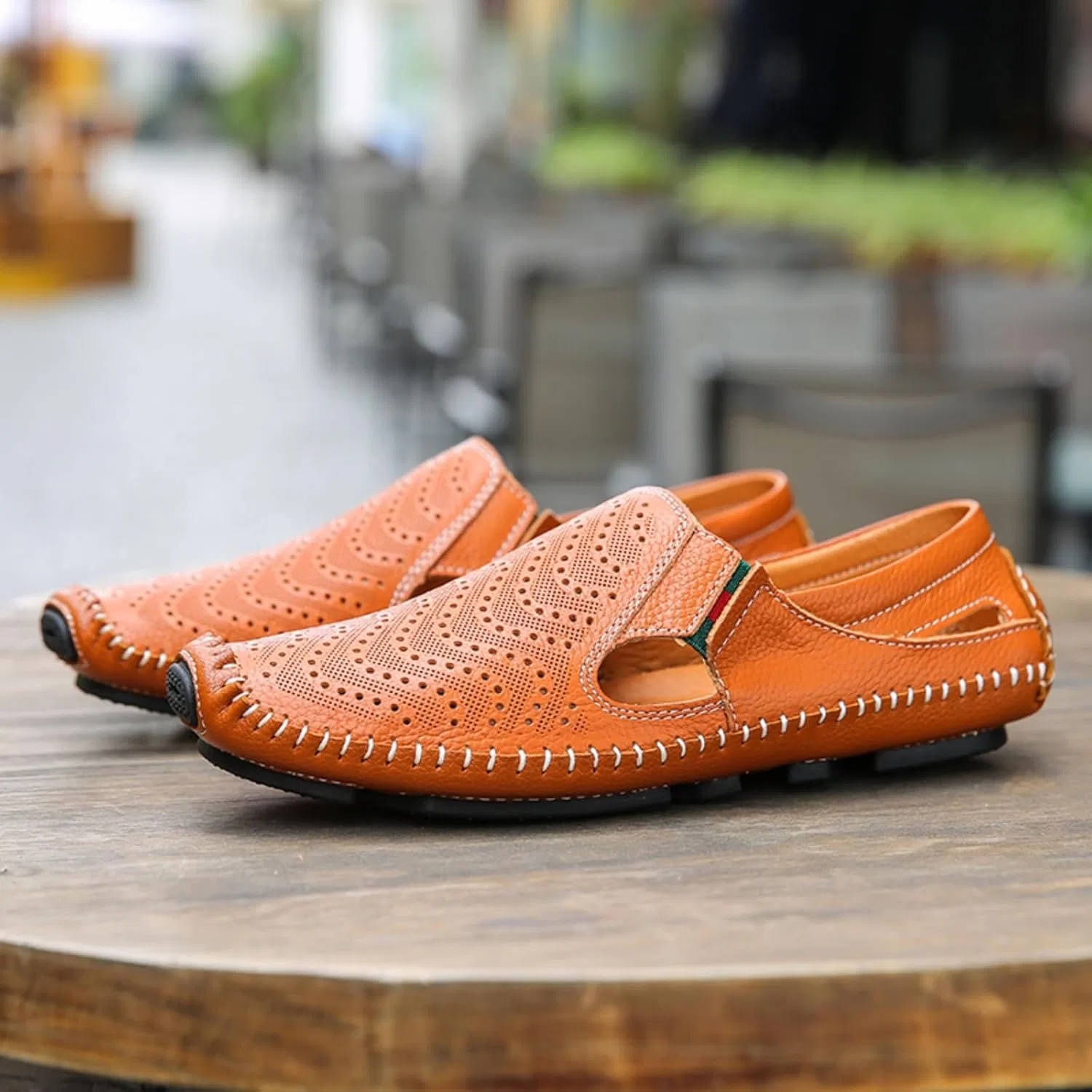 Мокасины мужские Premium Leather Loafers, коричневый Khwfjas — фото 3