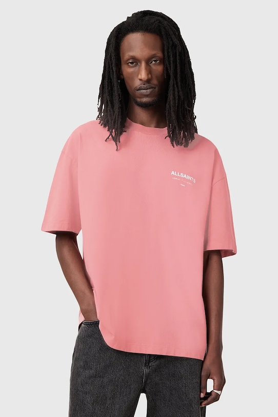 

Хлопковая футболка UNDERGROUND Allsaints, розовый