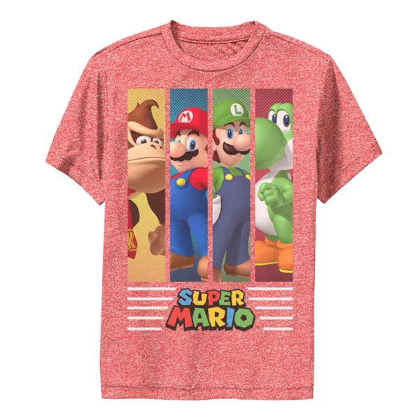 

Футболка с графическими баннерами Super Mario Bros для мальчиков 8-20 лет Licensed Character, цвет red heather