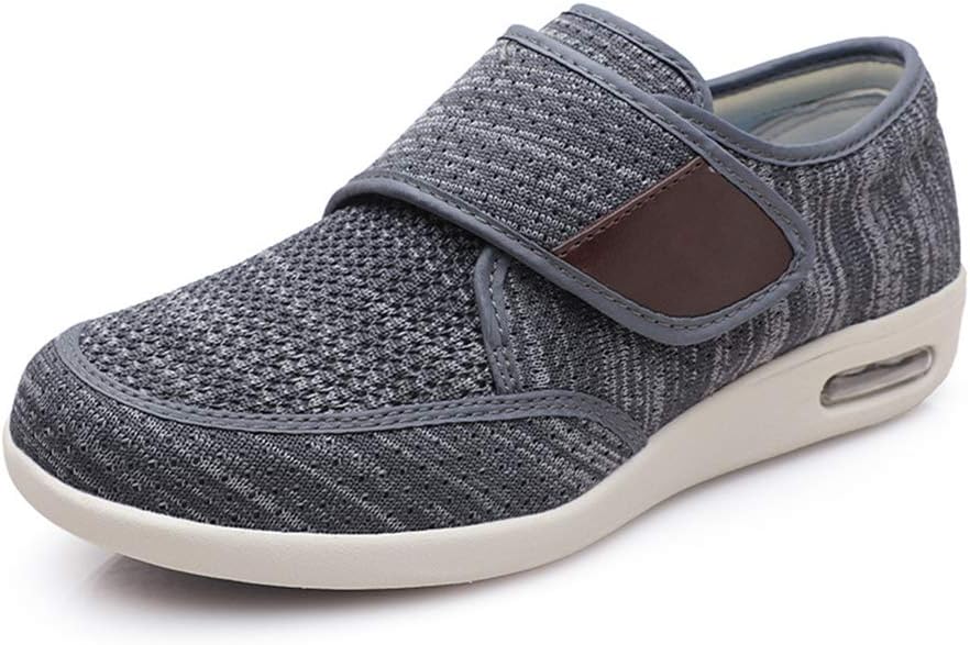 

Мужские диабетические туфли Mei MACLEOD, широкие слипоны для ходьбы для отекших ног, кроссовки широкой посадки для пожилых с облегчением боли в стопах, серый