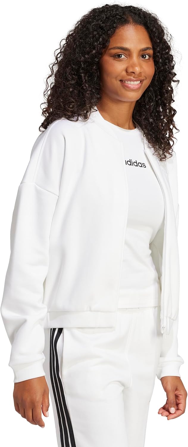 Женская куртка-бомбер Adidas Originals Adidas Essentials с флисом, белый — фото 4