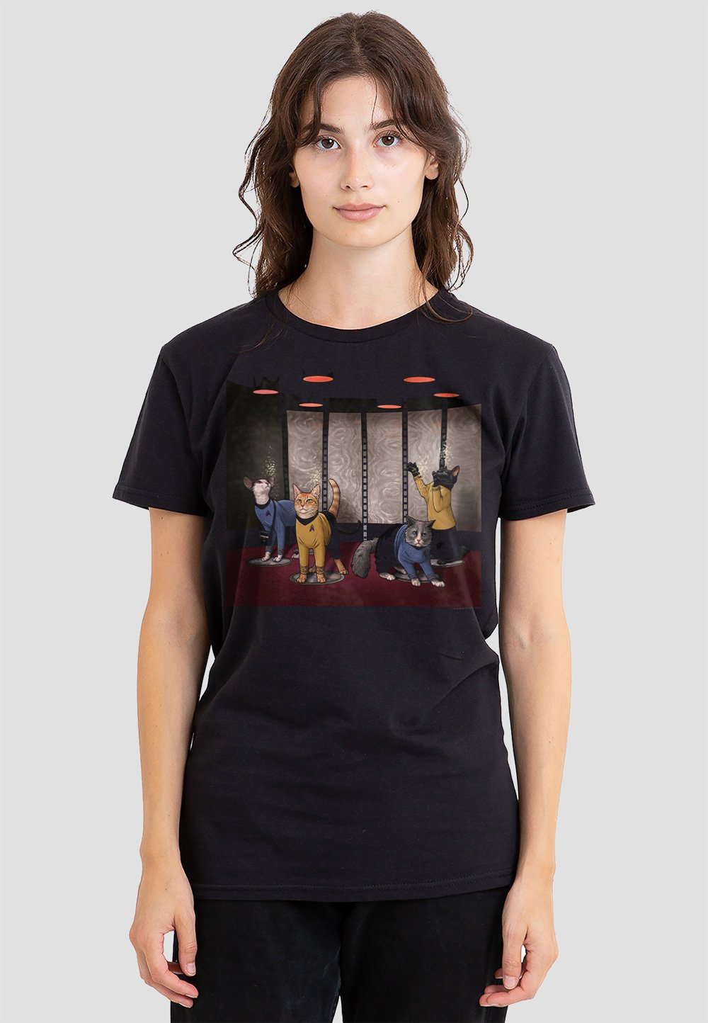 

Футболка с принтом STAR TREK BEAM MEOW UP Cotton Soul, черный