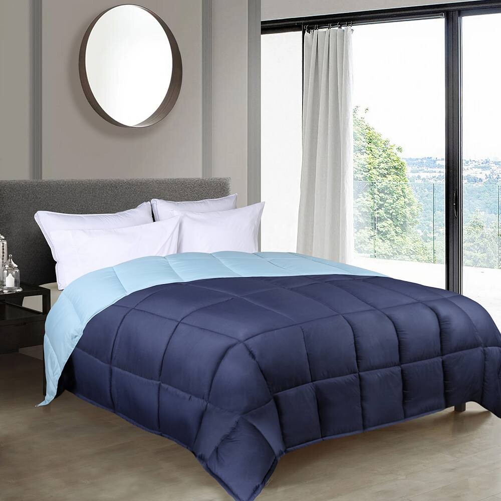 

Двустороннее пуховое альтернативное одеяло из матовой микрофибры SUPERIOR, цвет Navy Blue Light Blue