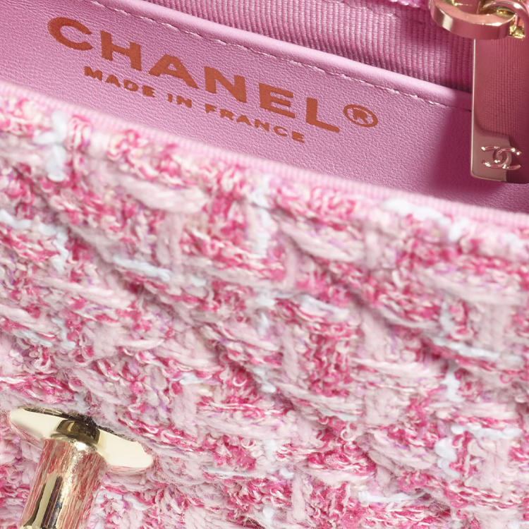 CHANEL Мягкая шерстяная сумка твил, кроссбоди, мини-сумка через плечо, женская, розовая — фото 4