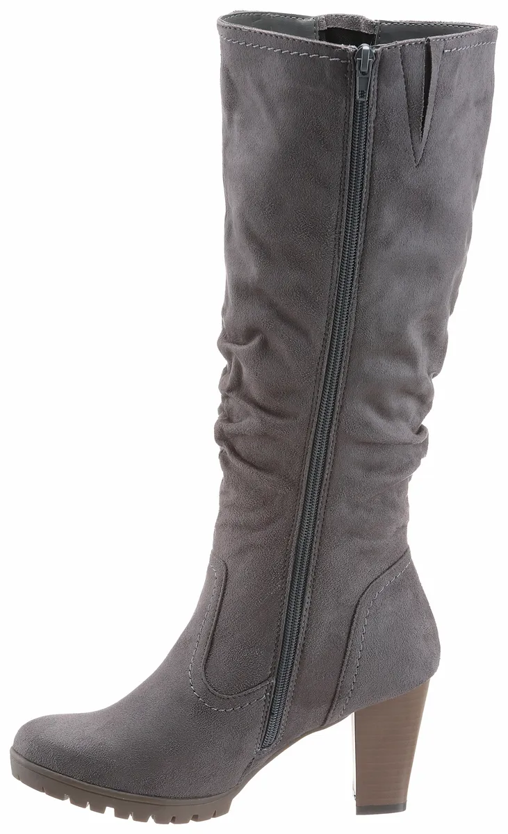 Сапоги Aniston SHOES с рюшами на голенище с напуском, серый — фото 2