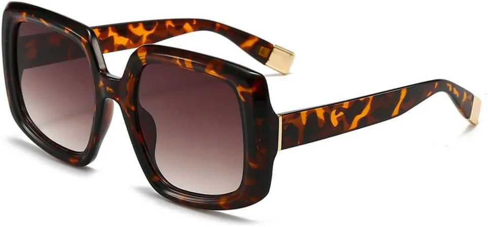 

Квадратные солнцезащитные очки для женщин, градиентная оправа, дорожные очки для мужчин и женщин, защита от УФ-излучения UV400, класса люкс LJTJTAV, Leopard