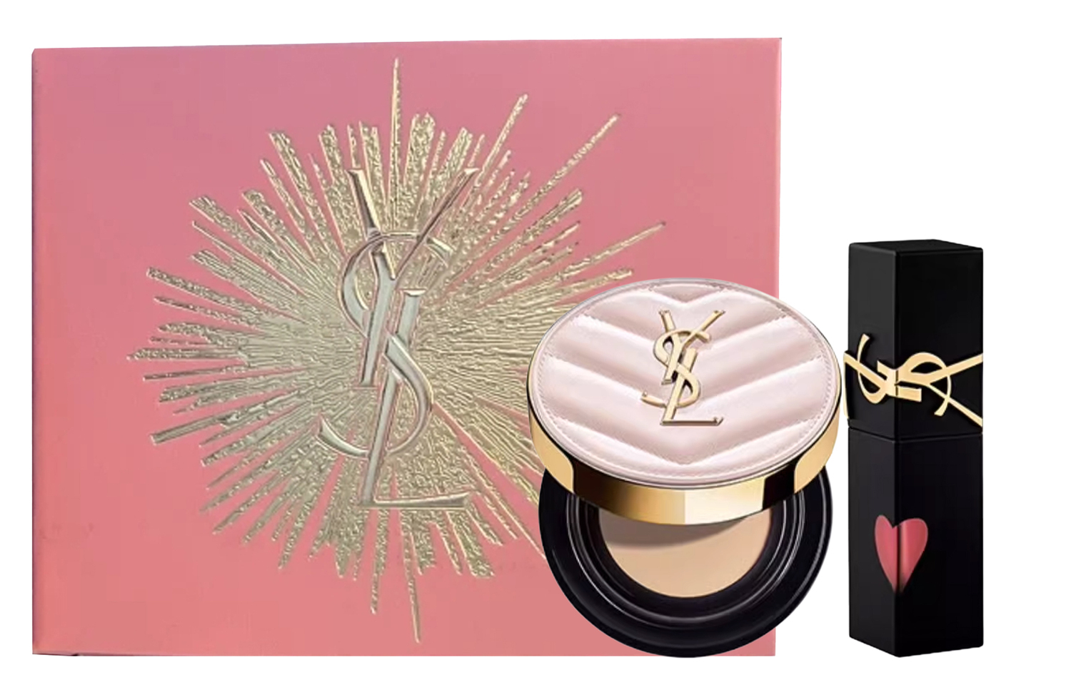 Жидкая помада Air Cushion Box Limited Edition, набор для безупречного макияжа из двух средств, легко растушевывается SAINT LAURENT, розовый — фото 2
