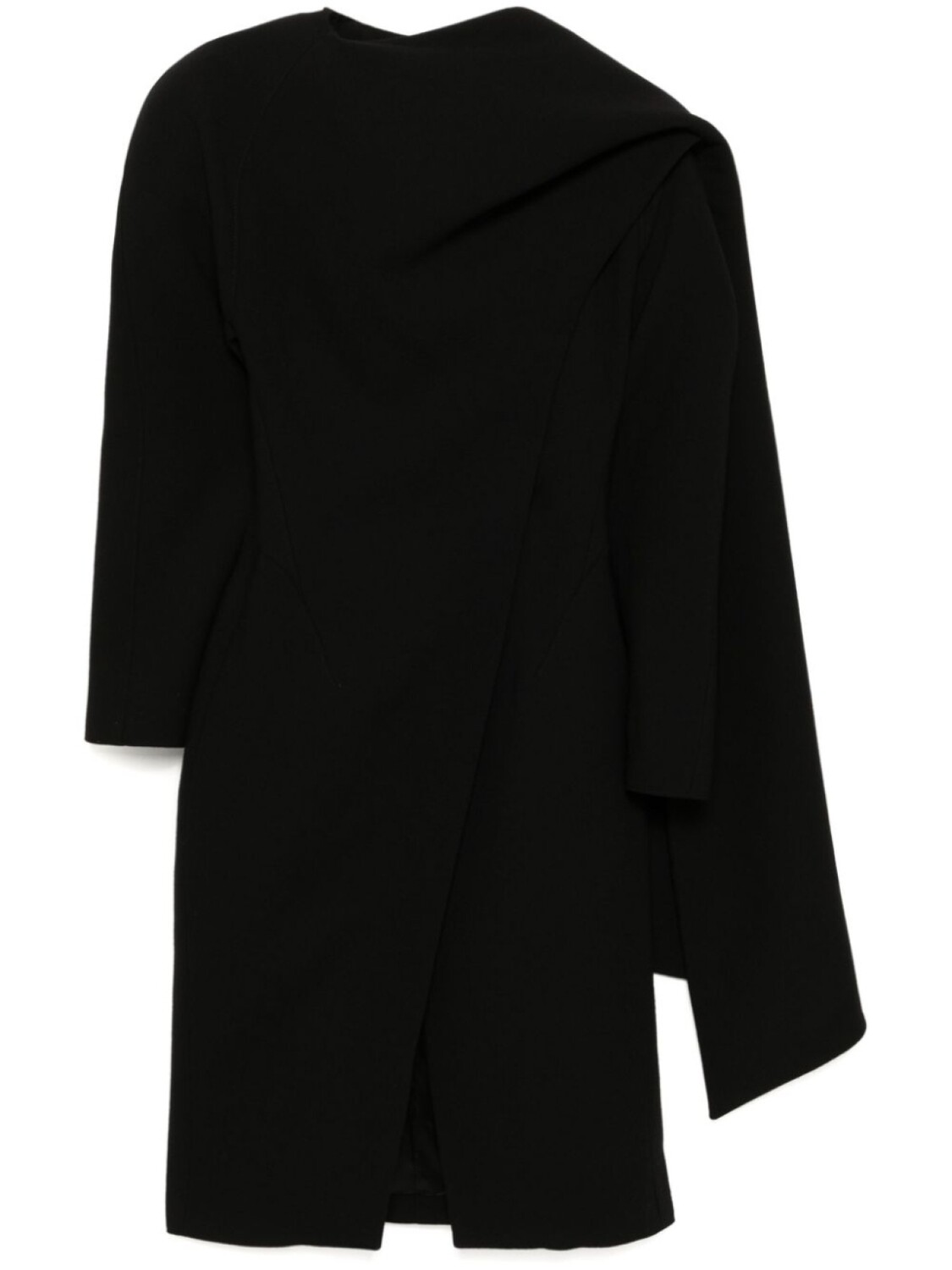 

Шерстяное пальто с шарфом Mugler, черный